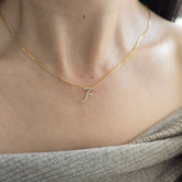 18ct Yellow Gold Natural Diamond Initial F