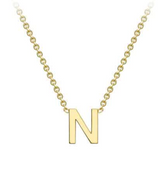 9ct Yellow Gold Necklace with Initial N 8+5cm