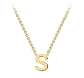 9ct Yellow Gold Necklace with Initial S 38+5cm