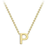 9ct Yellow Gold Necklace with Initial P 38+5cm