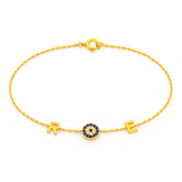 CZ Evil Eye Letter Bracelet