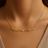 Two Name Necklace with Optional Stone