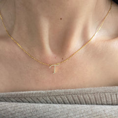 18ct Yellow Gold Natural Diamond Initial T