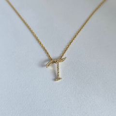 18ct Yellow Gold Natural Diamond Initial T