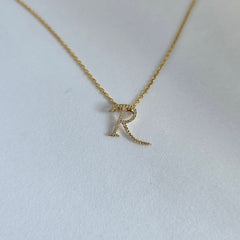 18ct Yellow Gold Natural Diamond Initial R