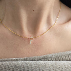 18ct Yellow Gold Natural Diamond Initial P