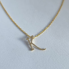 18ct Yellow Gold Natural Diamond Initial K