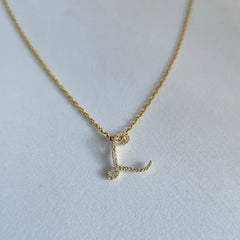 18ct Yellow Gold Natural Diamond Initial L