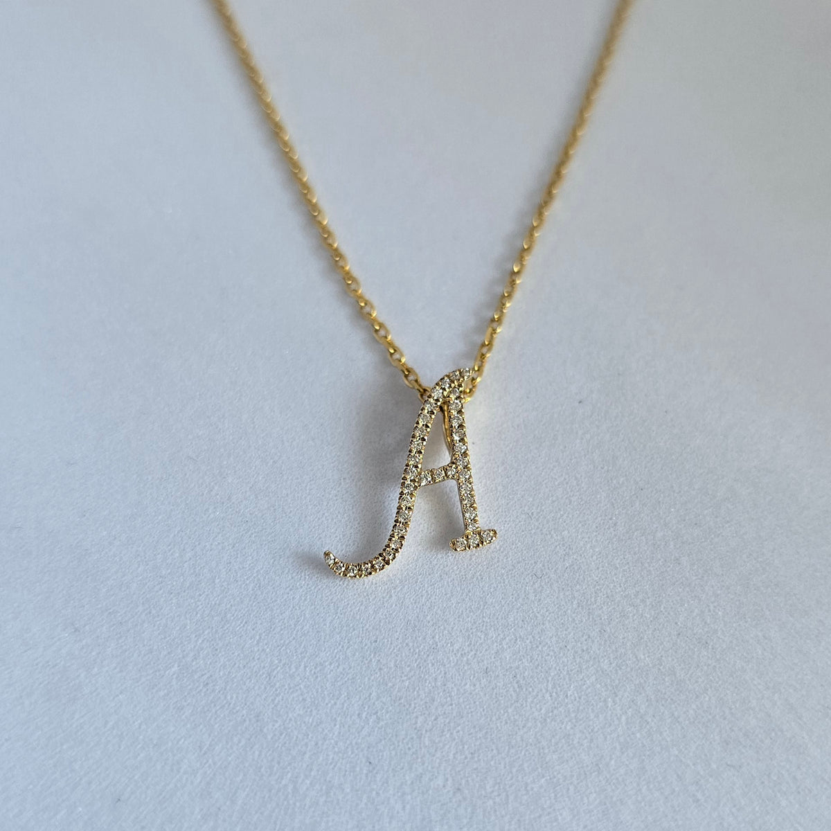 18ct Yellow Gold Natural Diamond Initial A