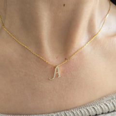 18ct Yellow Gold Natural Diamond Initial A