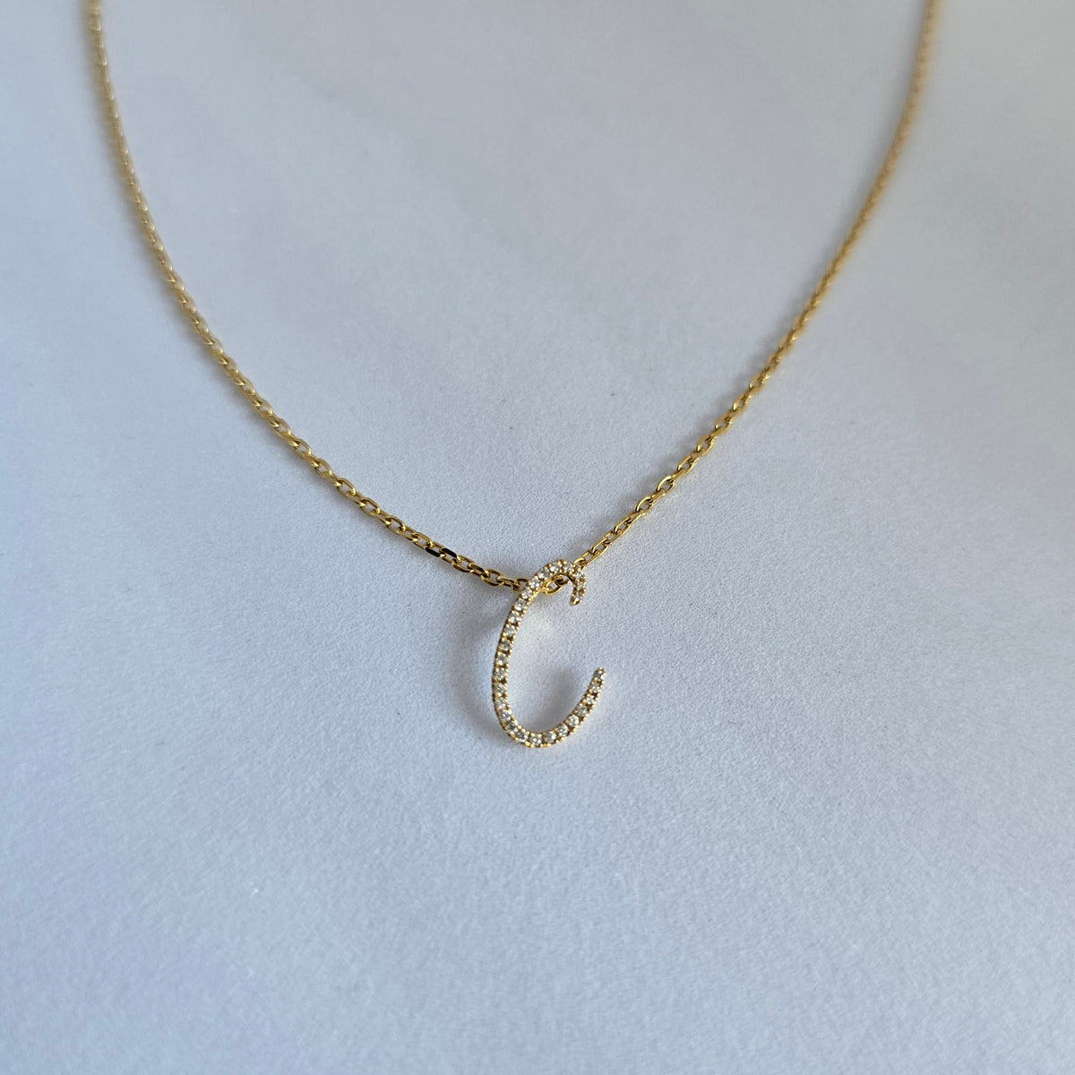18ct Yellow Gold Natural Diamond Initial C