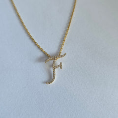 18ct Yellow Gold Natural Diamond Initial F