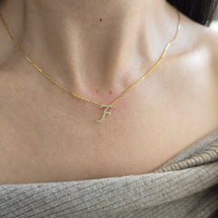 18ct Yellow Gold Natural Diamond Initial F