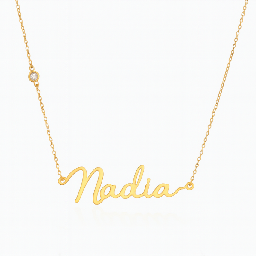 Birthstone Accent Name Necklace