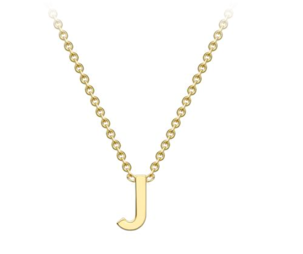 9ct Yellow Gold Necklace with Initial J 38+5cm