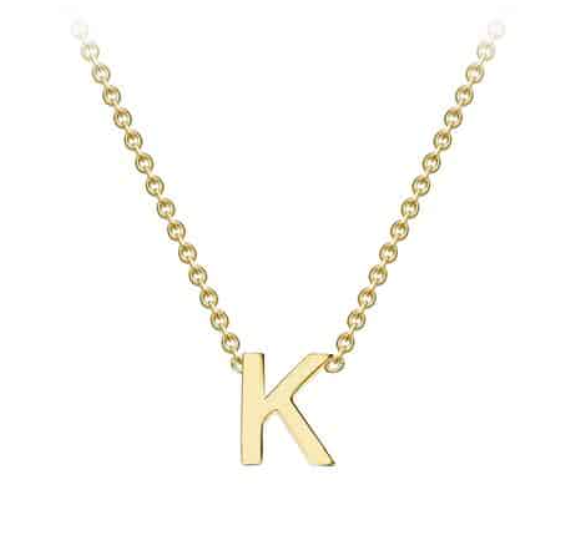 9ct Yellow Gold Necklace with Initial K 38+5cm