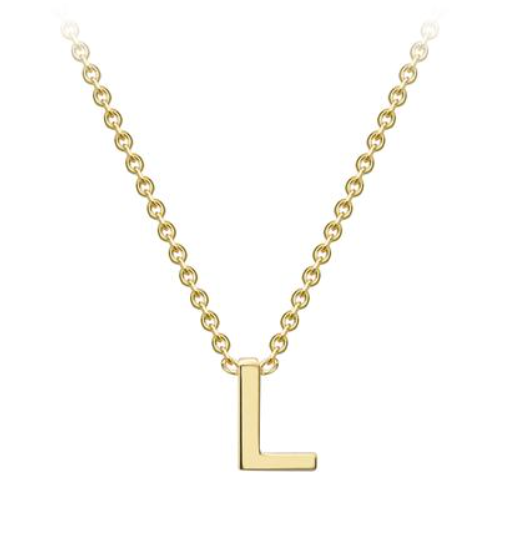 9ct Yellow Gold Necklace with Initial L 38+5cm