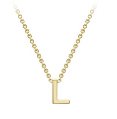 9ct Yellow Gold Necklace with Initial L 38+5cm