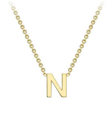 9ct Yellow Gold Necklace with Initial N 8+5cm
