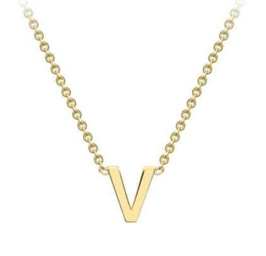 9ct Yellow Gold Necklace with Initial V 38+5cm
