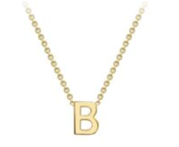 9ct Yellow Gold Necklace with Initial B 38+5cm