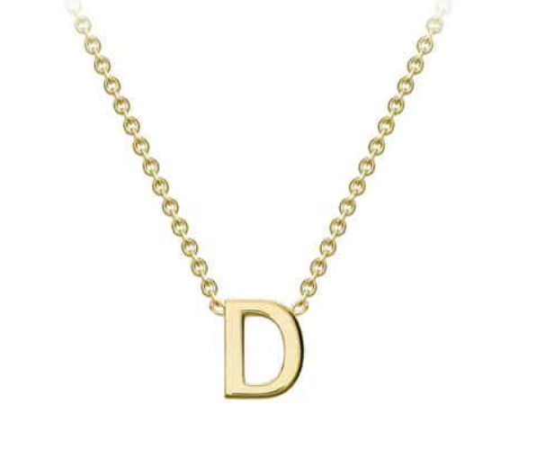 9ct Yellow Gold Necklace with Initial D 38+5cm