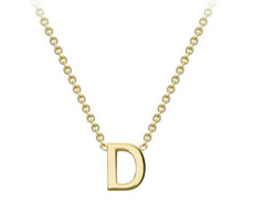 9ct Yellow Gold Necklace with Initial D 38+5cm