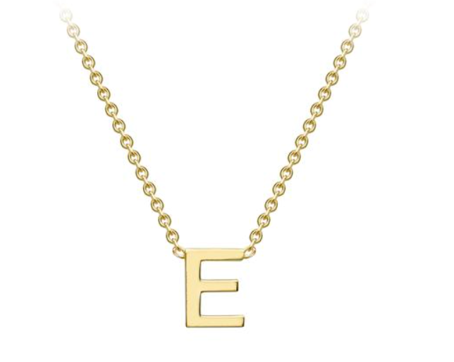 9ct Yellow Gold Necklace with Initial E 38+5cm