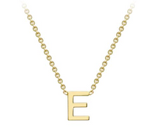 9ct Yellow Gold Necklace with Initial E 38+5cm
