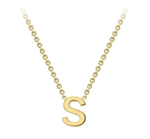 9ct Yellow Gold Necklace with Initial S 38+5cm