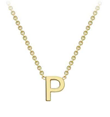 9ct Yellow Gold Necklace with Initial P 38+5cm
