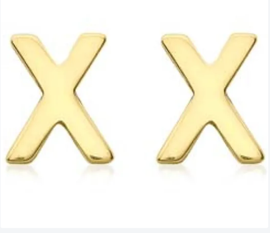 9K YG MINI INITIAL 'X' STUD E/R