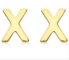9K YG MINI INITIAL 'X' STUD E/R