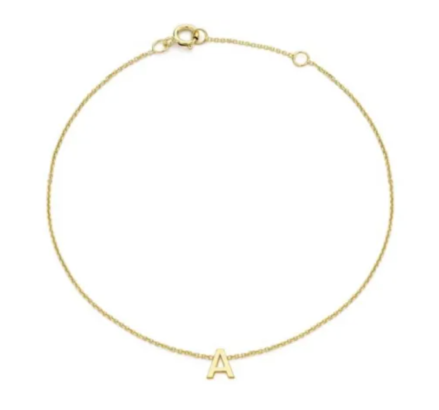 9ct YG MINI INITIAL 'A' B/L 15.5-19cm