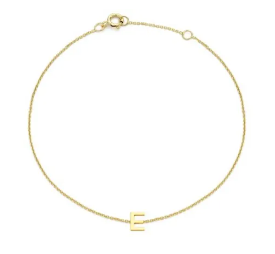 9ct YG MINI INITIAL 'E' B/L 15.5-19cm