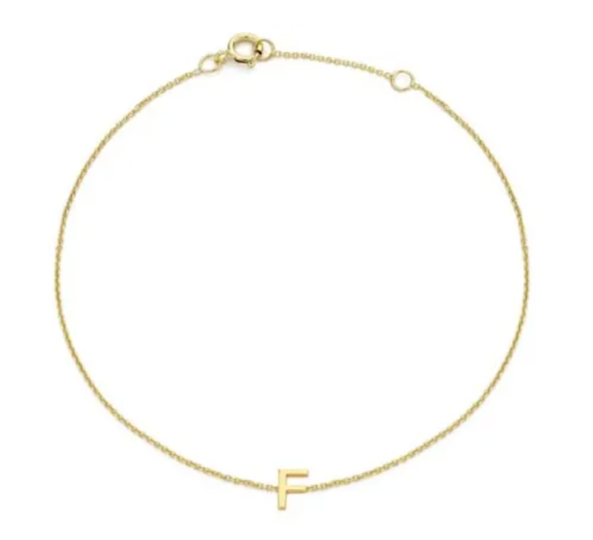 9ct YG MINI INITIAL 'F' B/L 15.5-19cm