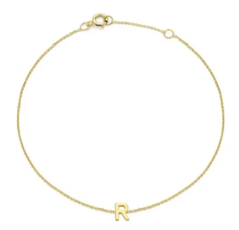 9ct YG MINI INITIAL 'R' B/L 15.5-19cm