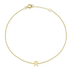 9ct YG MINI INITIAL 'R' B/L 15.5-19cm