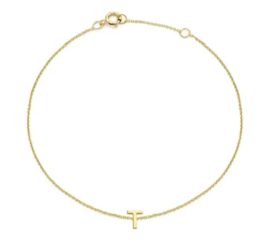 9ct YG MINI INITIAL 'T' B/L 15.5-19cm
