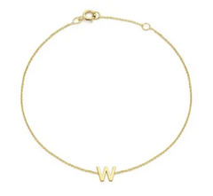 9ct YG MINI INITIAL 'W' B/L 15.5-19cm