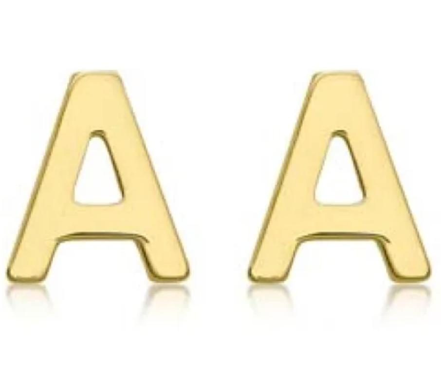 9K YG MINI INITIAL 'A' STUD E/R