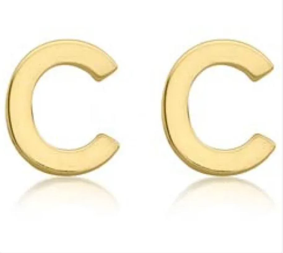 9K YG MINI INITIAL 'C' STUD E/R