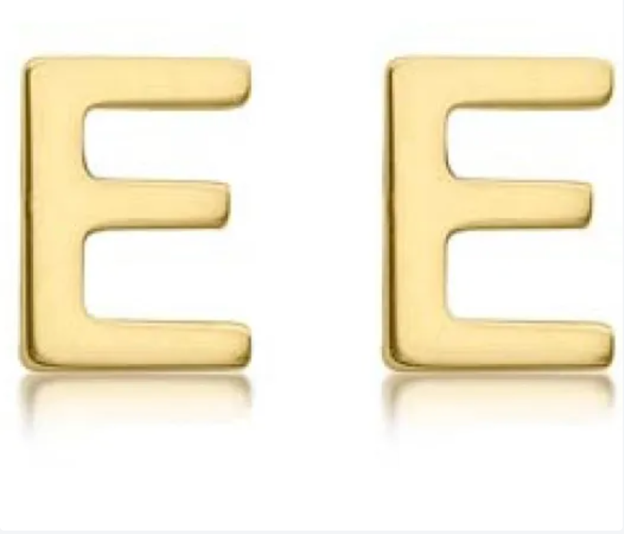 9K YG MINI INITIAL 'E' STUD E/R