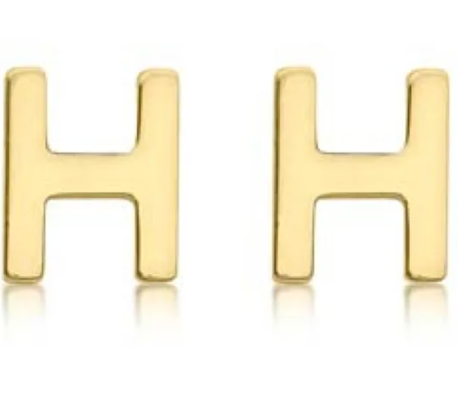 9K YG MINI INITIAL 'H' STUD E/R