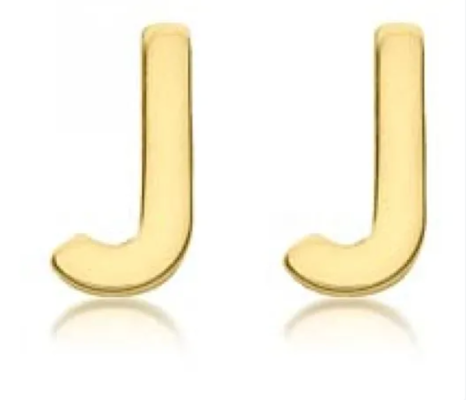9K YG MINI INITIAL 'J' STUD E/R
