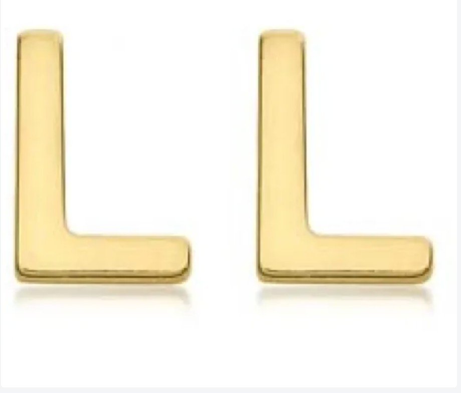 9K YG MINI INITIAL 'L' STUD E/R