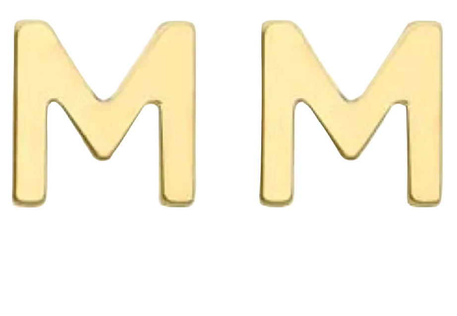 9K YG MINI INITIAL 'M' STUD E/R