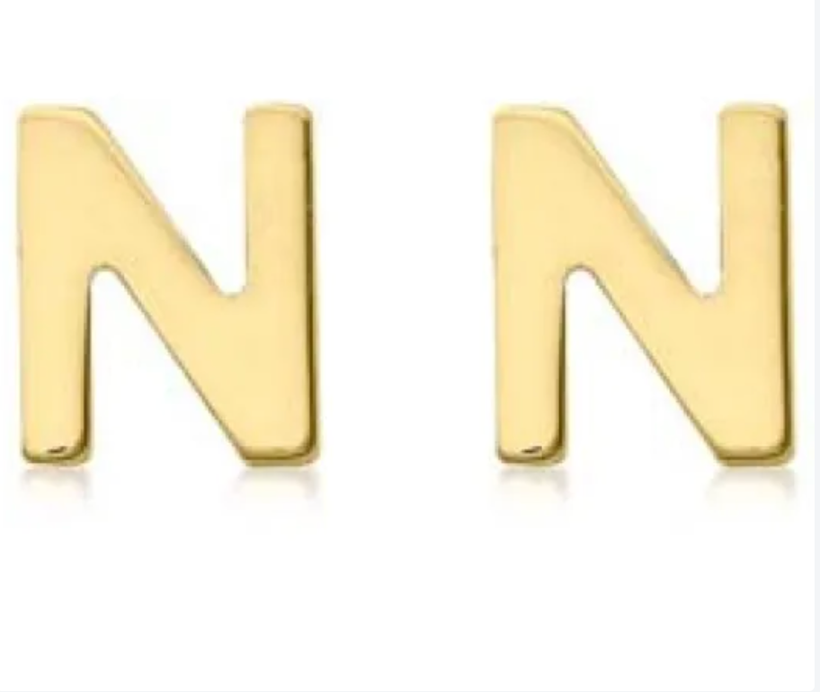 9K YG MINI INITIAL 'N' STUD E/R