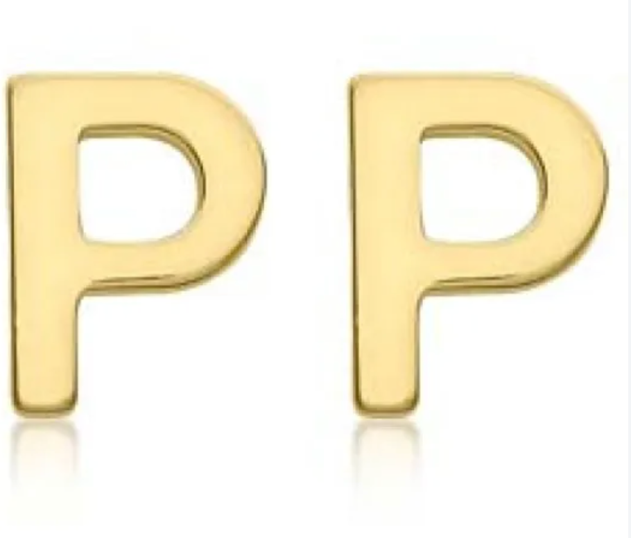 9K YG MINI INITIAL 'P' STUD E/R