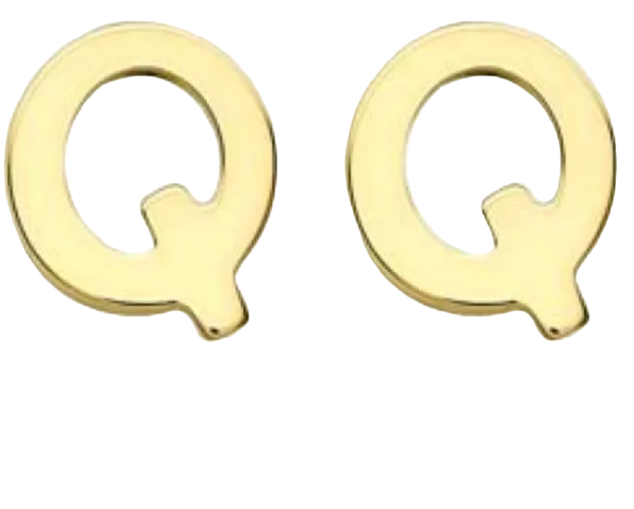 9K YG MINI INITIAL 'Q' STUD E/R